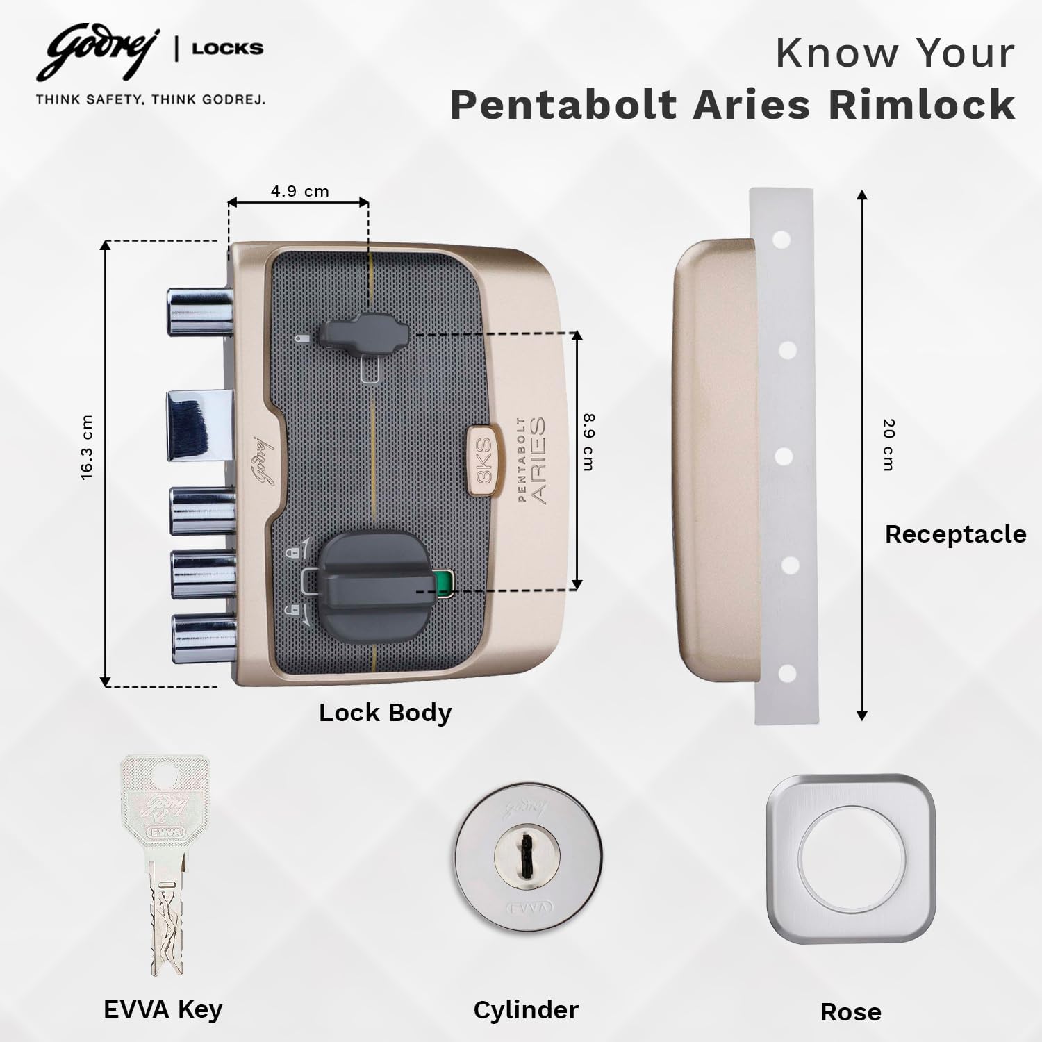 GDJ 6363 PENTA BOLT ARIES LOCK GDJ 6363 PENTA BOLT ARIES LOCK